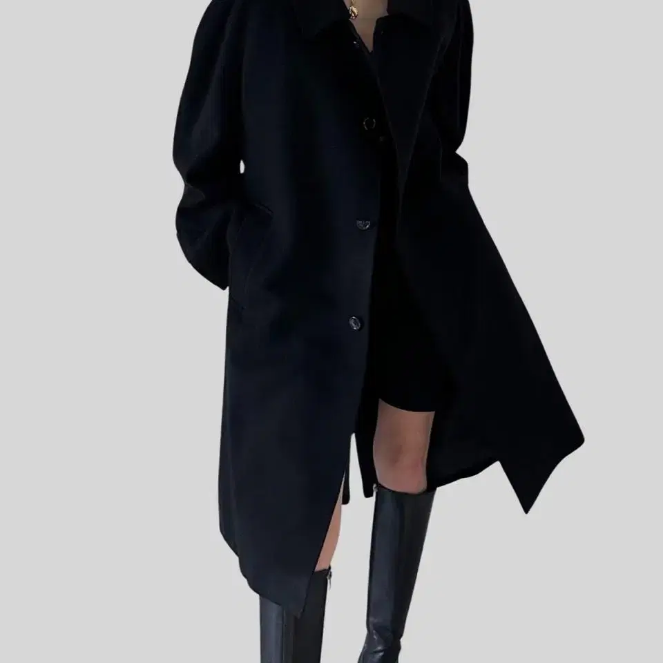 < (OTHER)black cashmere long coat >