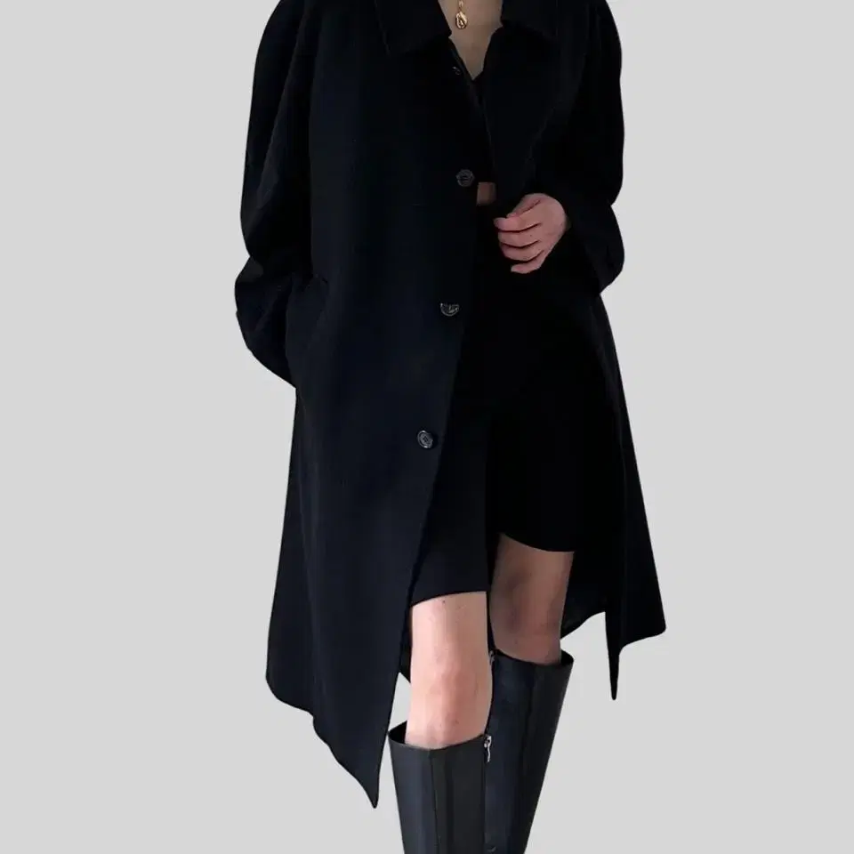 < (OTHER)black cashmere long coat >