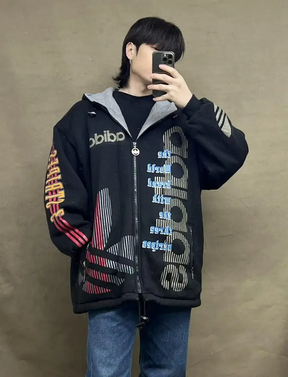 80s Adidas Descent Hooded Jumper XXL