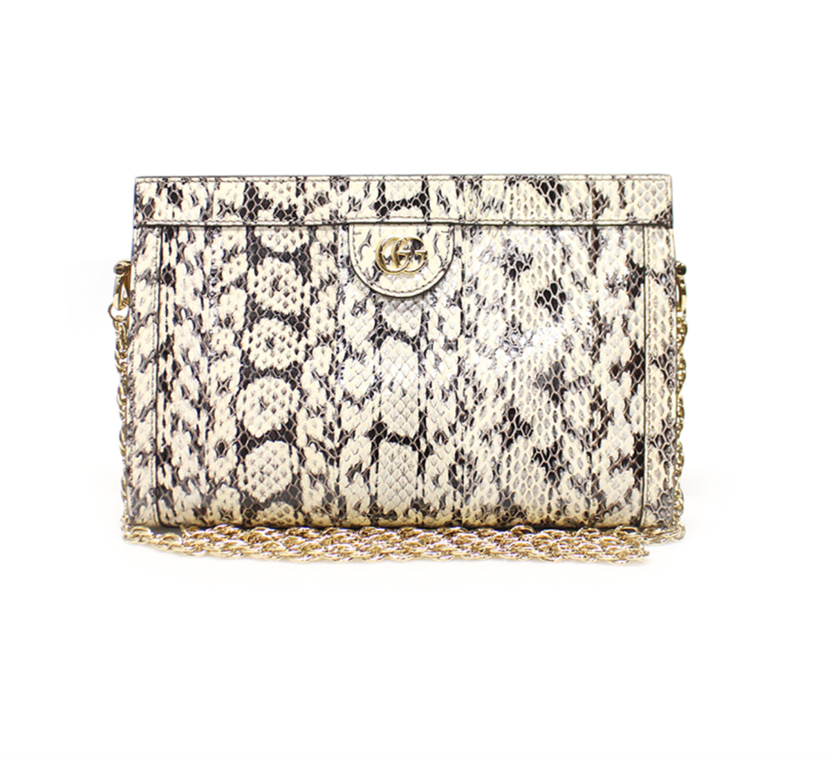 Gucci Gray Snakeskin Ophidia Small Chain Shoulder Bag