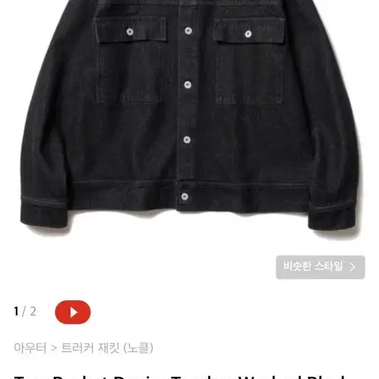 노클 two Pocket Denim Trucker Washed Black