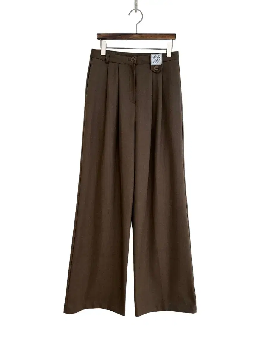 Inbox)Two Pin Tuck Patch Slacks-Mocha Brown