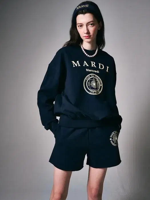 마르디메크르디 SWEATSHIRT UNIV_NAVY IVORY