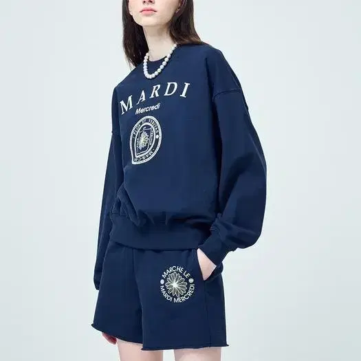 마르디메크르디 SWEATSHIRT UNIV_NAVY IVORY