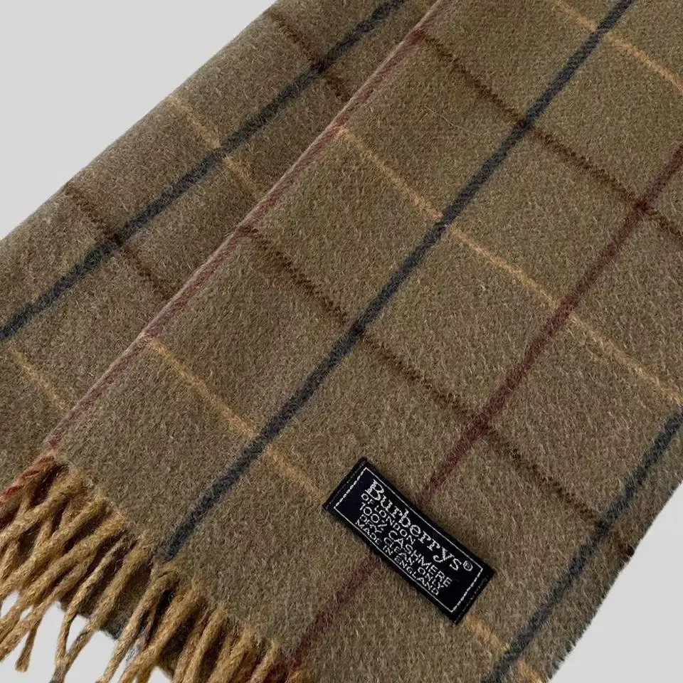 < (BURBERRY)olive check cashmere muffler