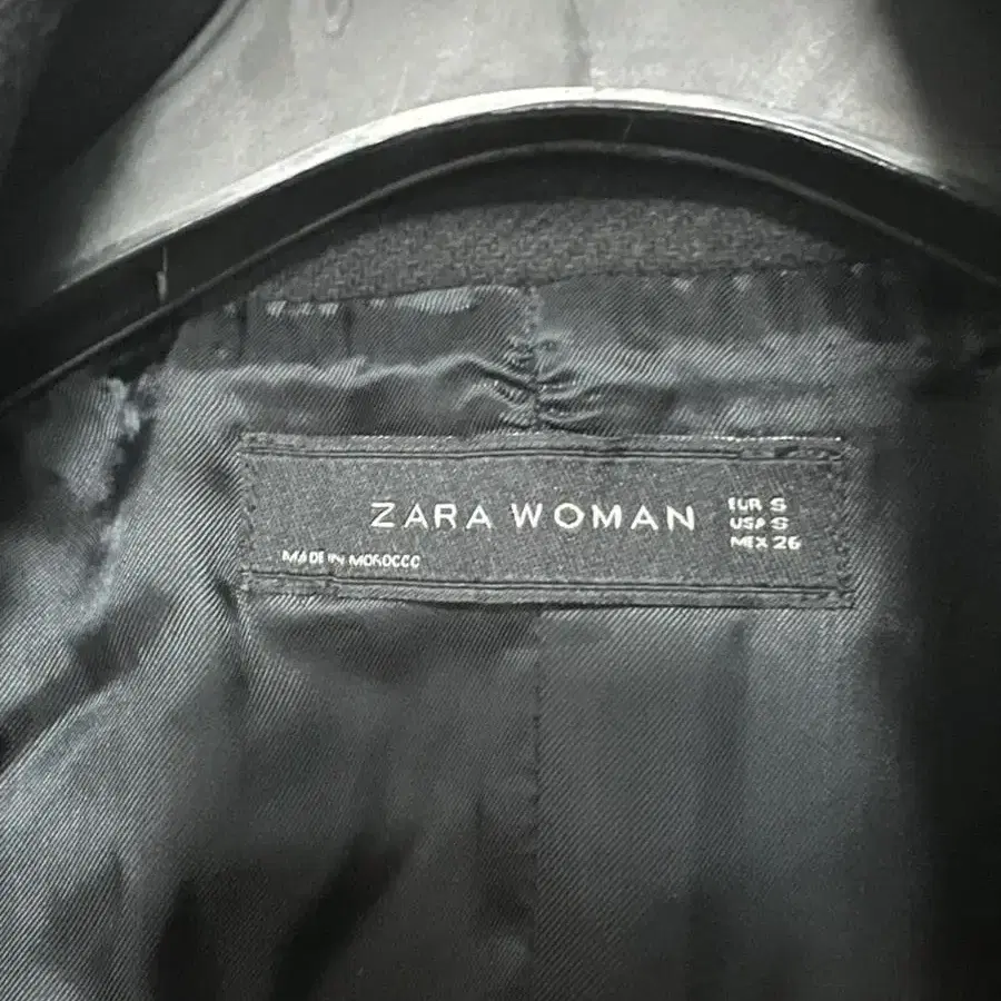 자라 ZARA 블랙 모직 벨트 롱코트