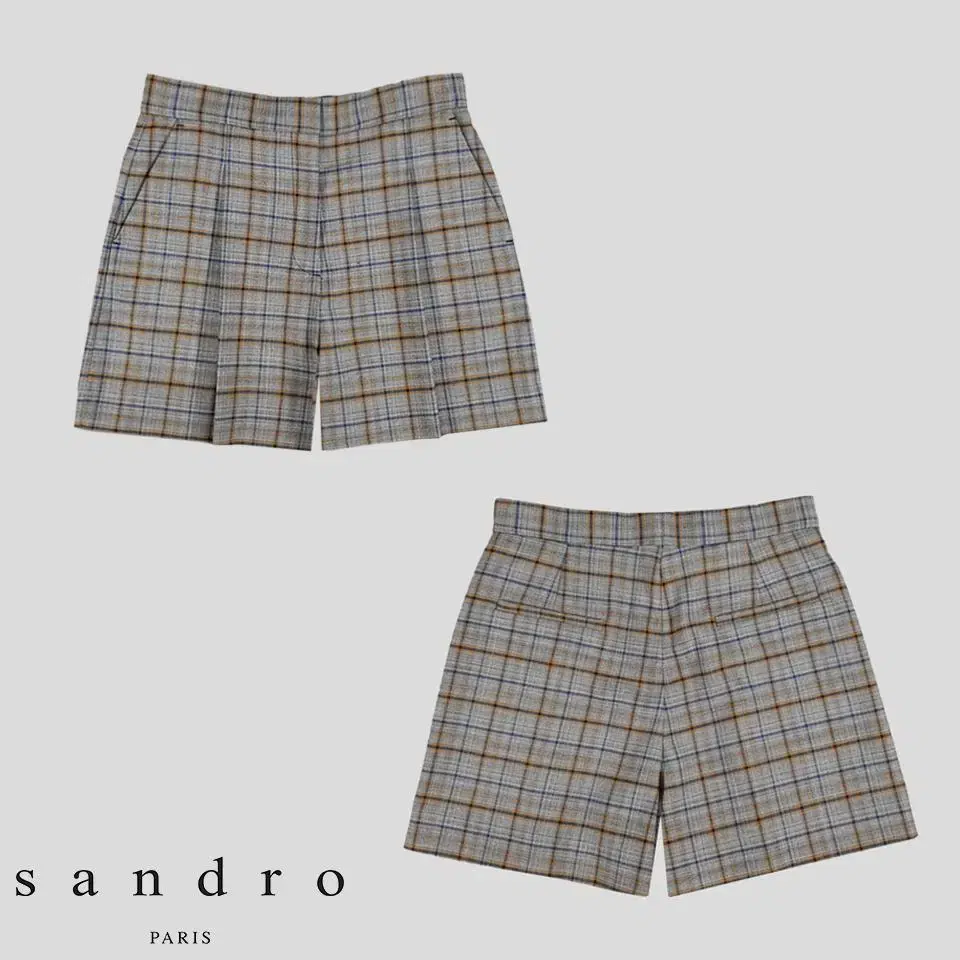 SANDRO Sandro gray yel bloo check wool blend half-trouser vahn