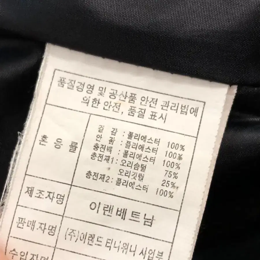 티니위니 오리털 100% 후드 네이비 유광 패딩 M 피조물럽캔어항솜빈티지