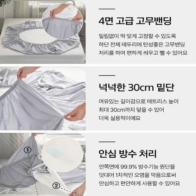 [국내제작] 알러지케어 마이크로워싱 겹방수매트리스커버 SS/ Q