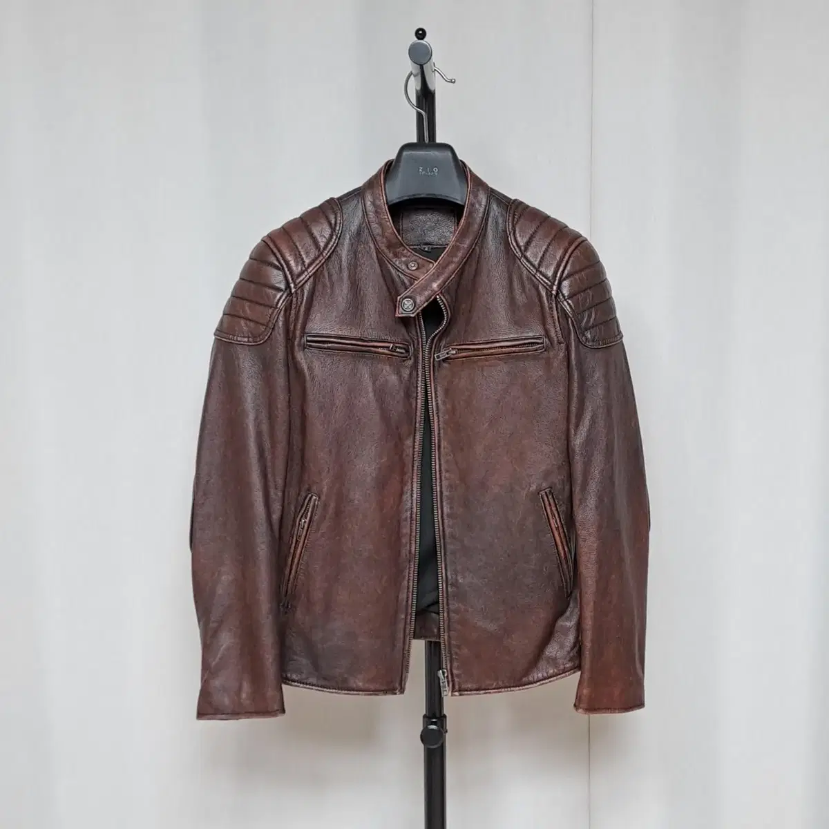 (Taffeta) Burgundy cowhide jacket