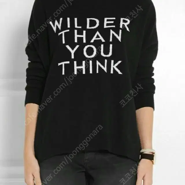 WILDER THAN YOU THINK 라운드넥 청록색 니트 탑 티셔츠