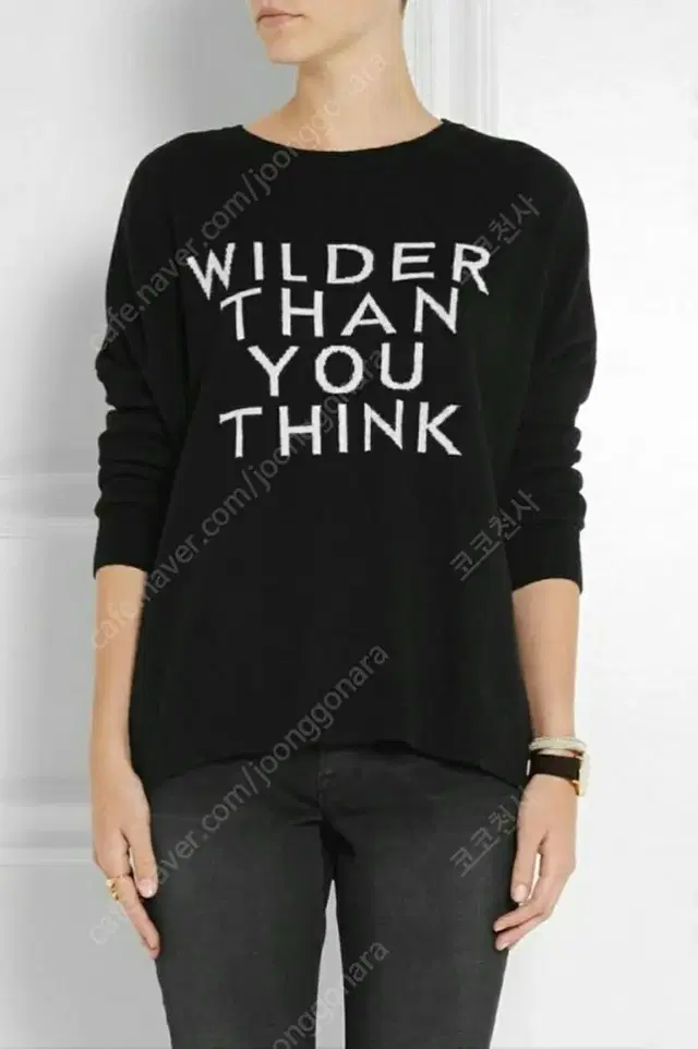 WILDER THAN YOU THINK 라운드넥 청록색 니트 탑 티셔츠