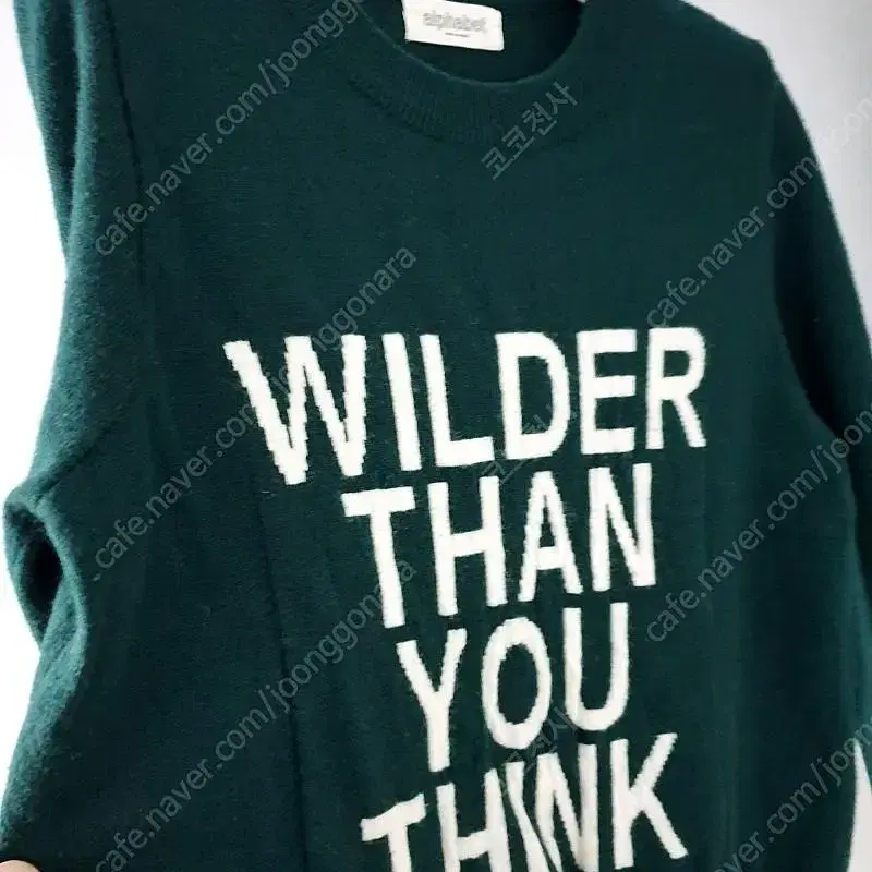 WILDER THAN YOU THINK 라운드넥 청록색 니트 탑 티셔츠