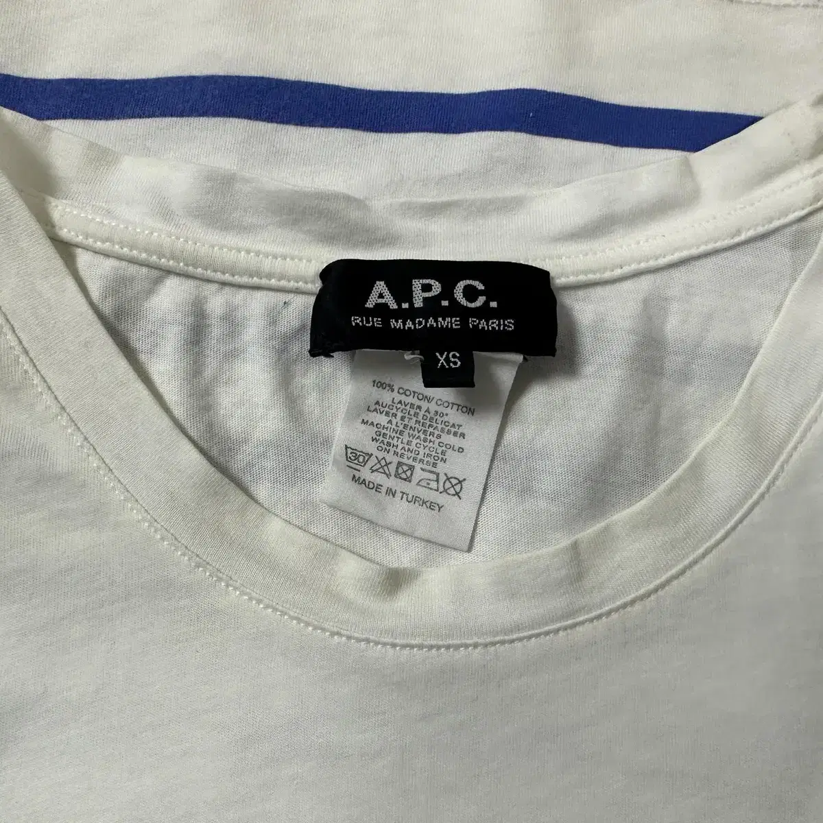 A.P.C 아페쎄 줄무늬 라운드 반팔 티셔츠 (XS)