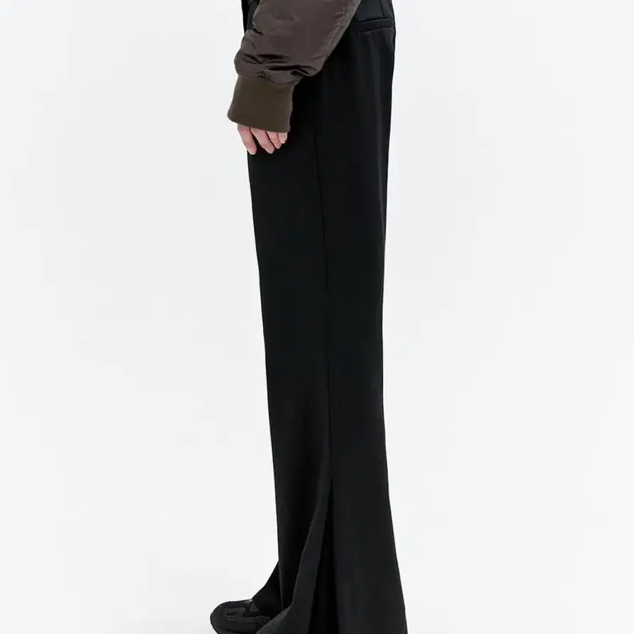 leey leey slit flared slacks black S