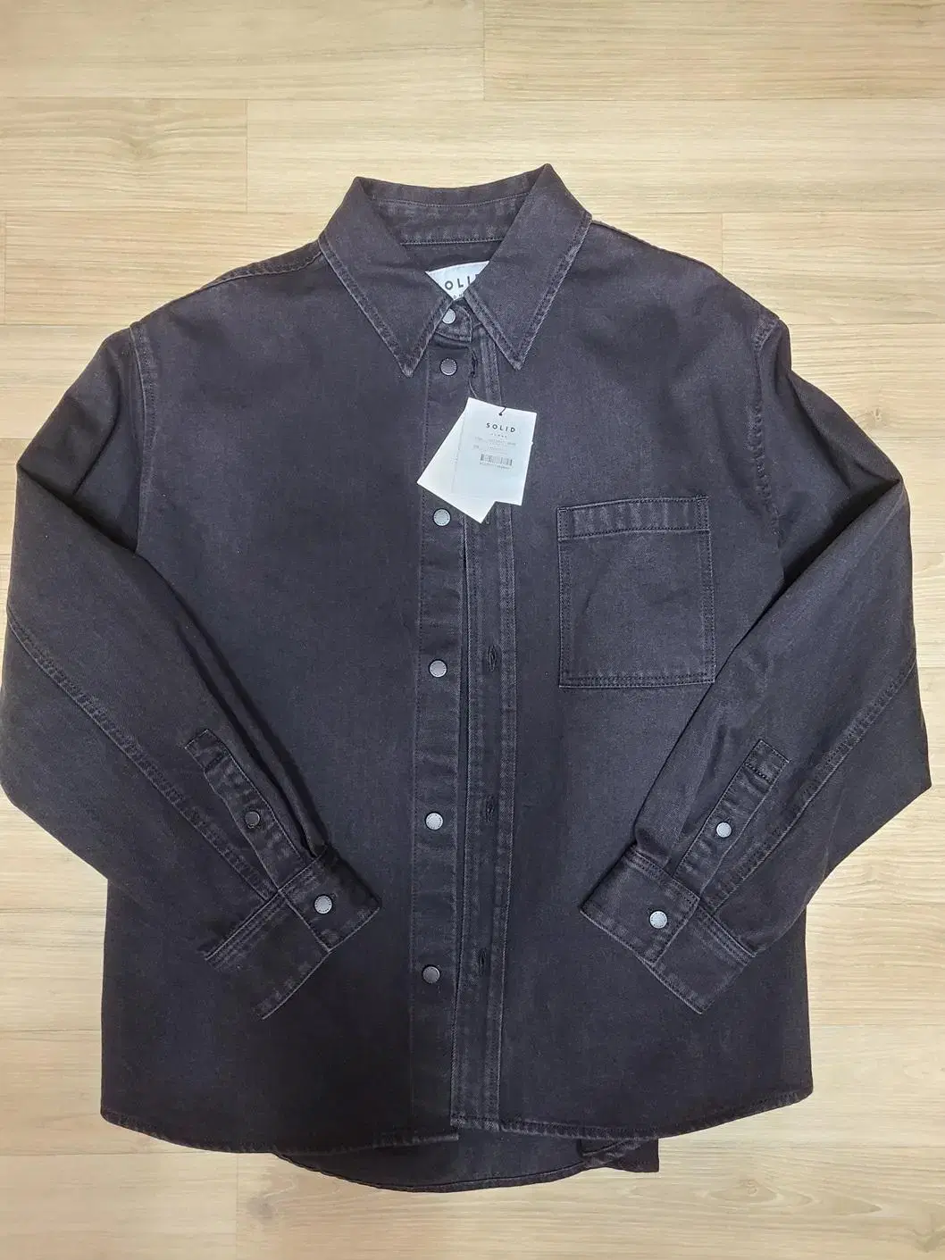 [Genuine/New] Solid Homme 23FW Black Back Logo Denim Shirt