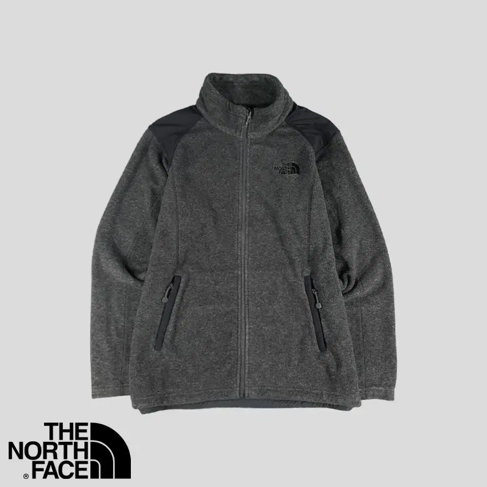 The North Face Gray Poly Hooded Fleece Jacket L