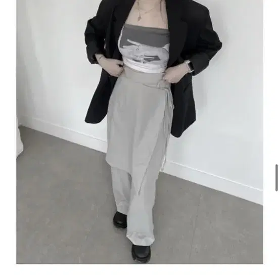 어반유니크 새상품 wrap skirt pants gray