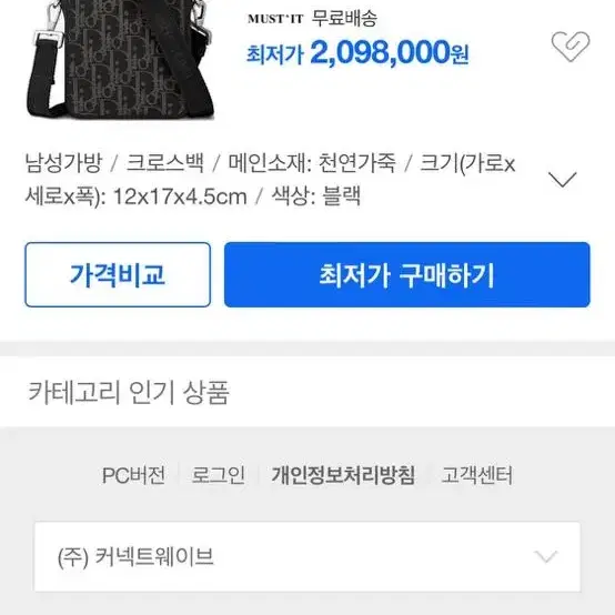 디올 오블리크 월드투어 메신저백