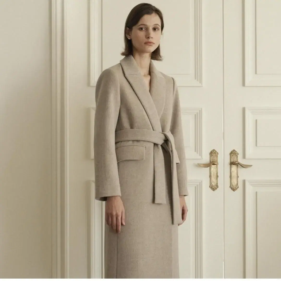 klean 클린 classic belted wool coat