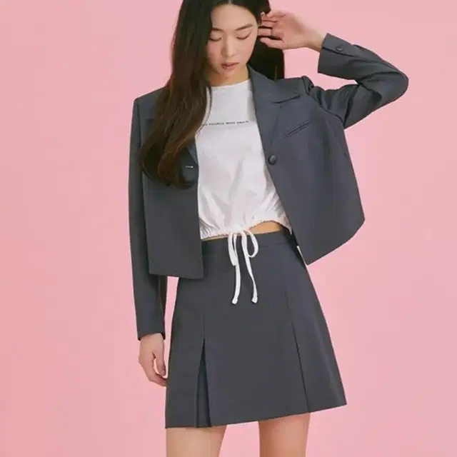 미쏘 MIXXO 세일러 카라 자켓 스커트 투피스 셋업 그레이 일괄