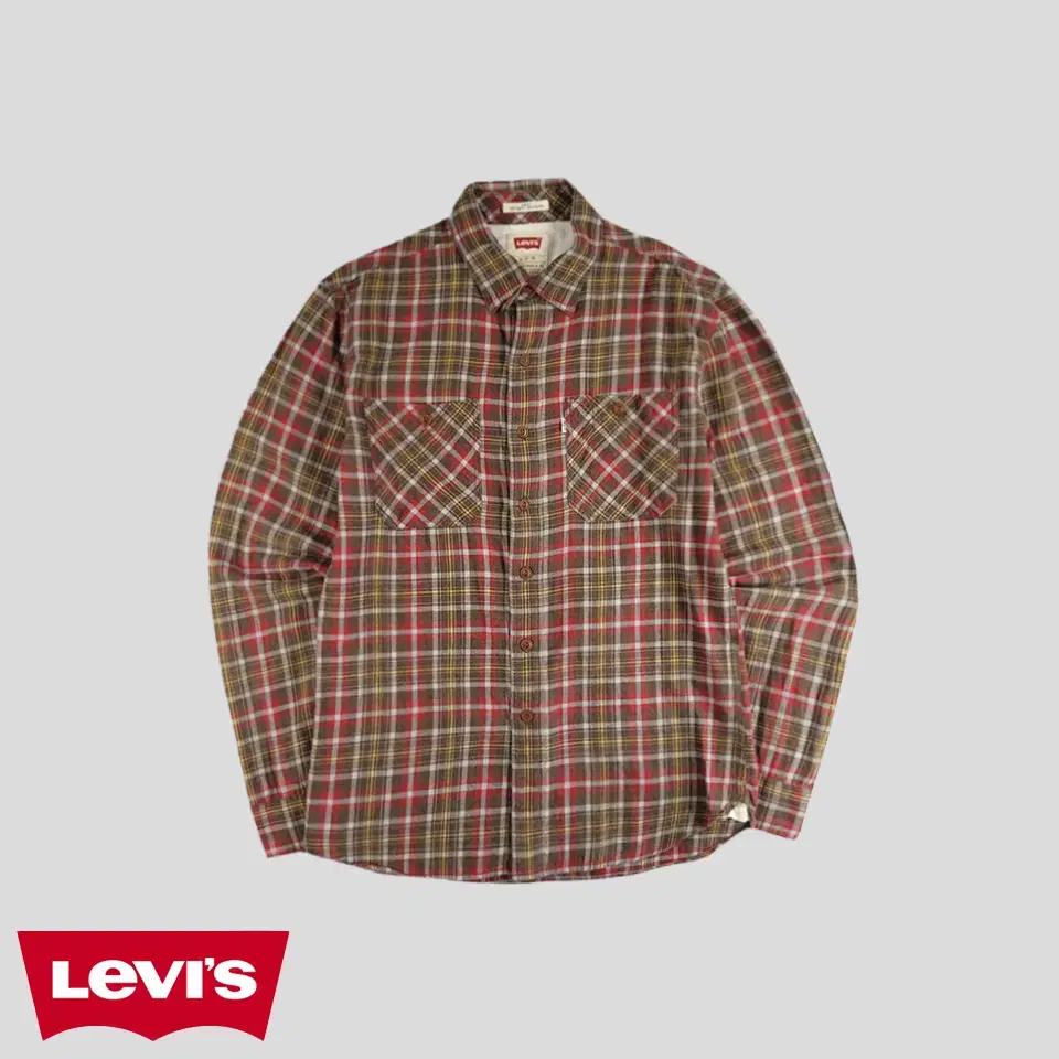 Levi's Brown Red Tartan Check Amecazi Slim Fit Two-For-Cat Work Southern Shirt S