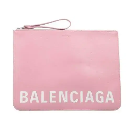 Balenciaga Logo Print Leather Clutch Pouch