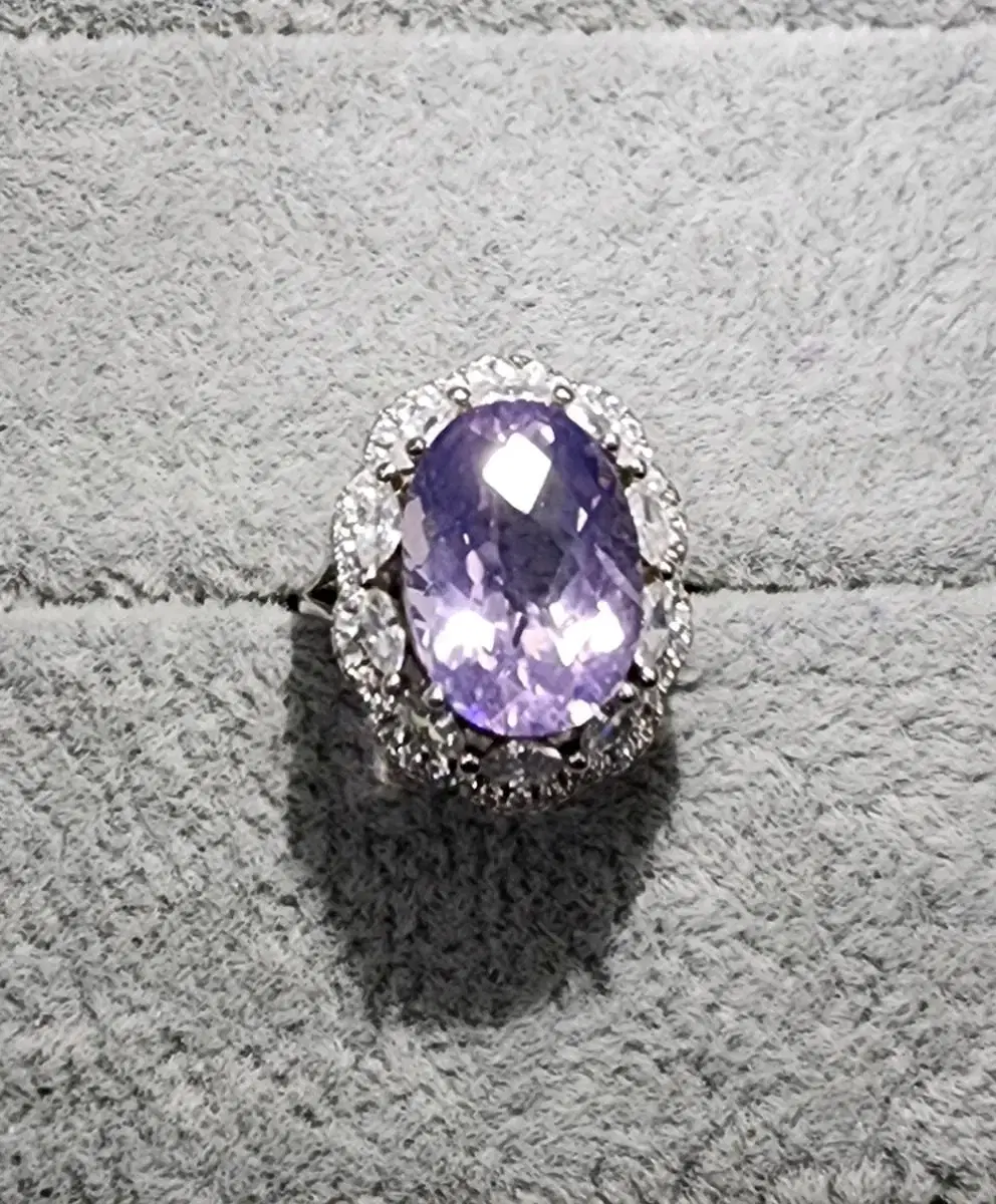 Detail Cut S925 King Ring Jade Sujeong Amethyst Ring Adjustable Size Silver Ring Silver