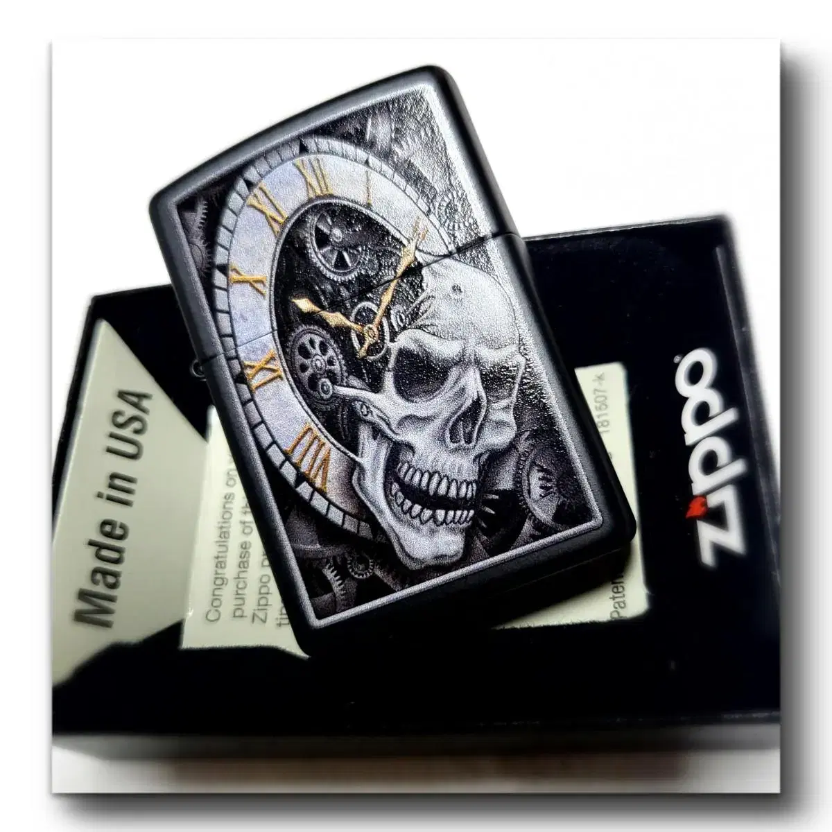 정품 29854 SKULL CLOCK DESIGN 미개봉 새 지포라이터