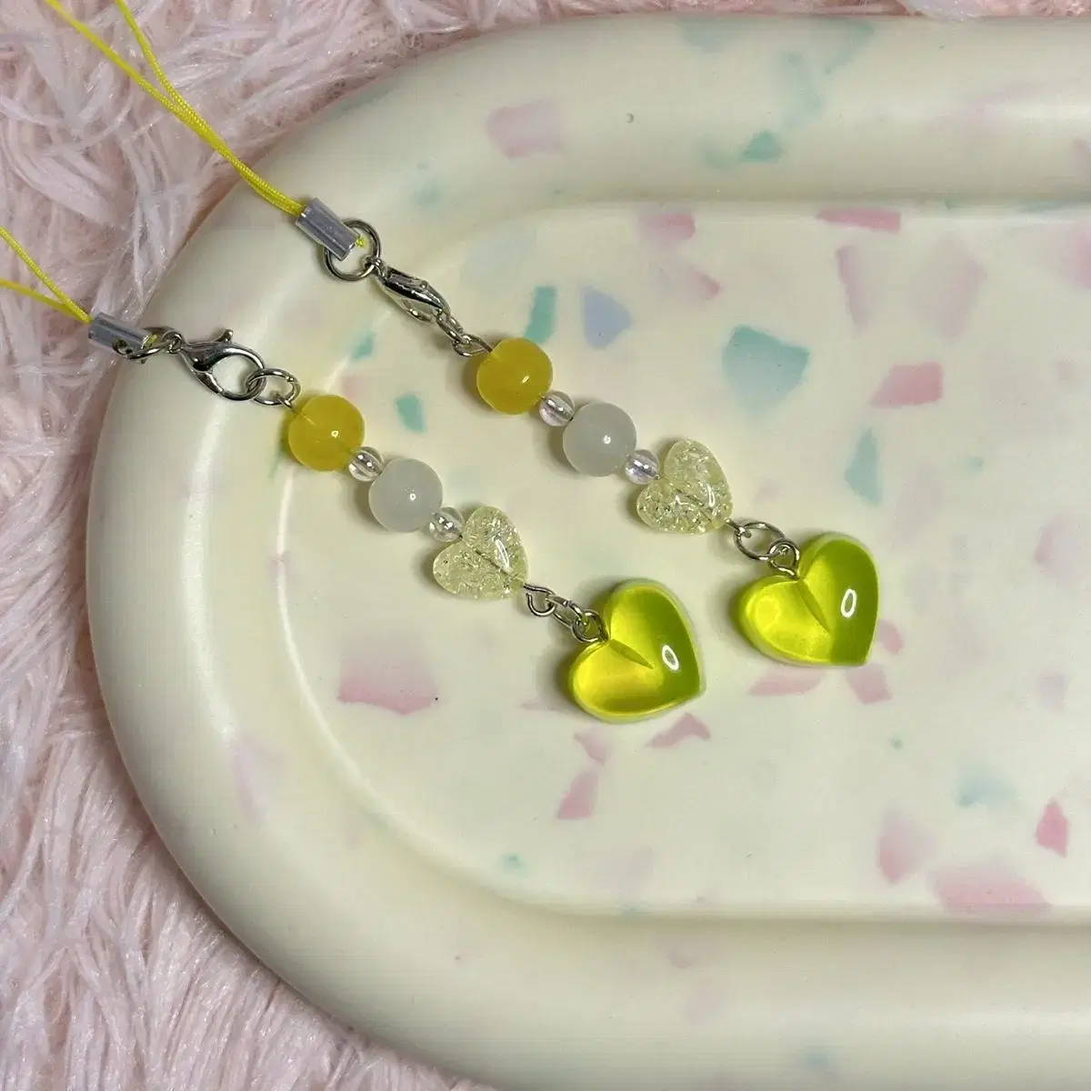 Doremin May_Yellow Heart Beaded Keyring