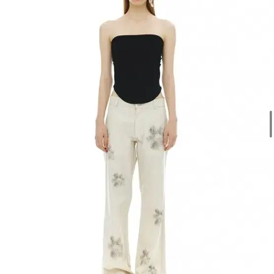 세릭 cerric flower brush cotton pants