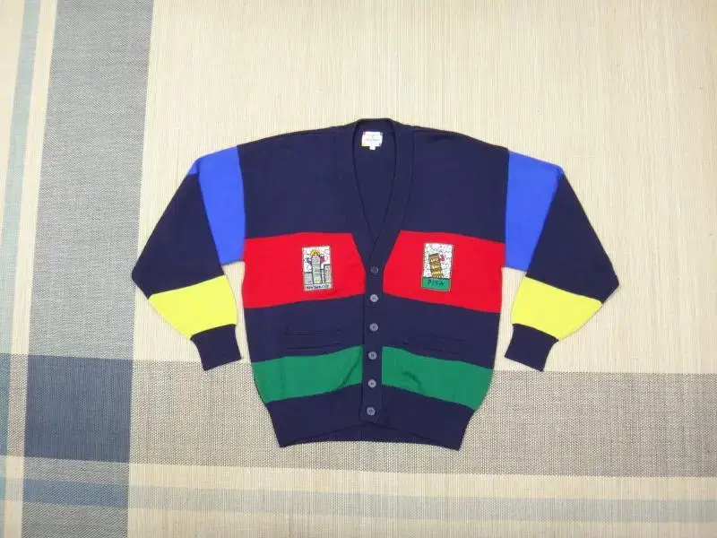 (L/100) Castelbajac Golf Block Pure Wool Cardigan