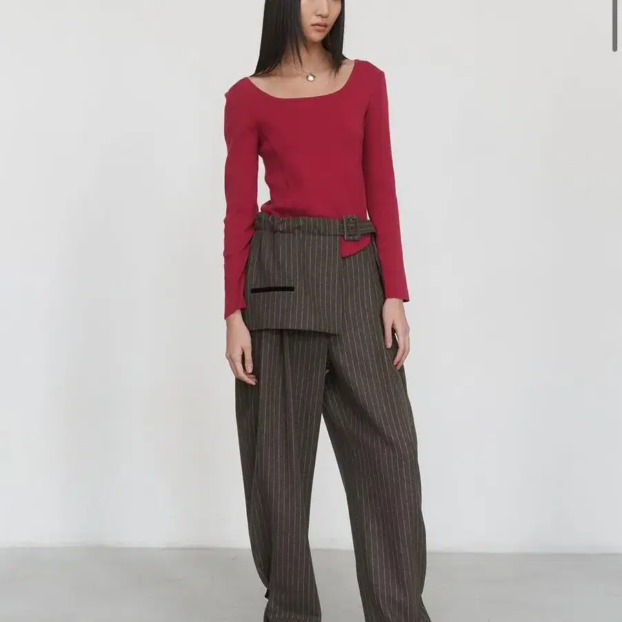 SQUARE NECK CORSET KNIT red