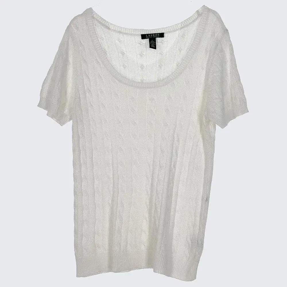 [Women's 66] Lauren Ralph Lauren Cable Short Sleeve Knit Sweater Vintage (18058)