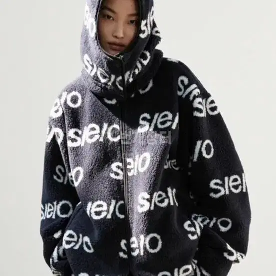 seo 에스이오 LOGO FLEECE HOOD NAVY