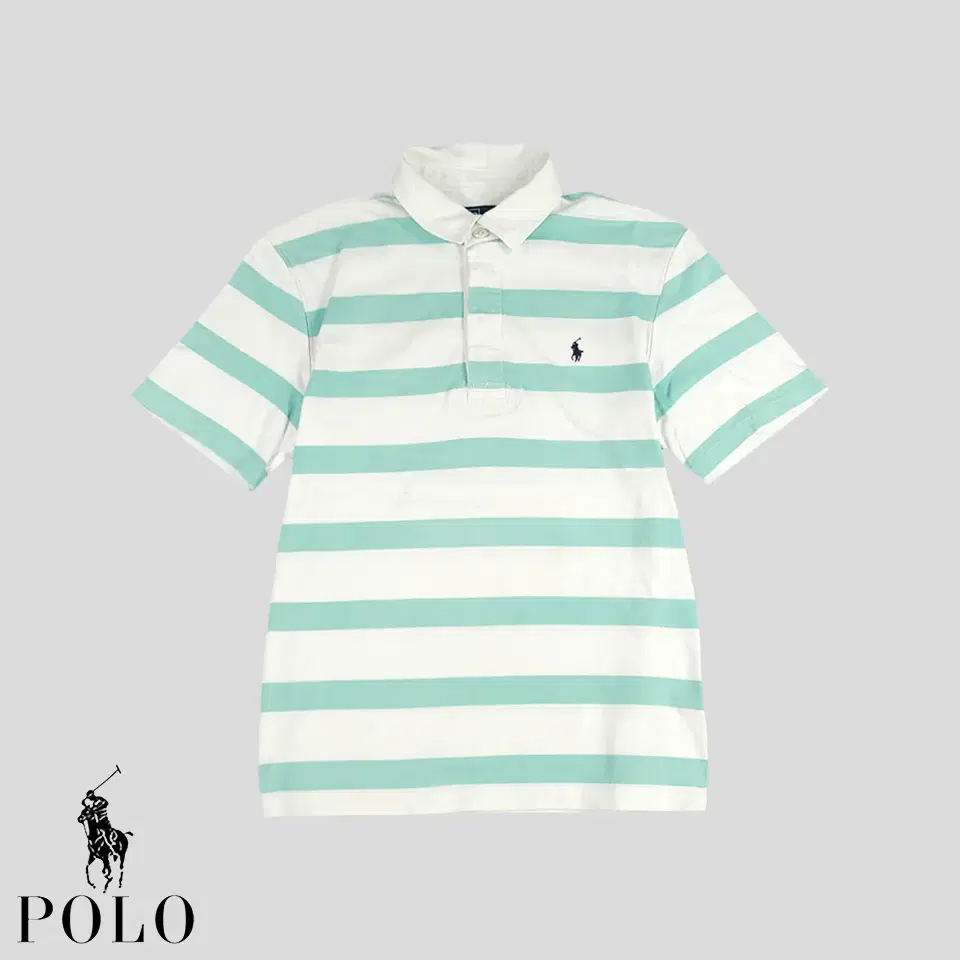 Polo Ralph Lauren White Mint Green Navy Pony Stripe Color-blocking 100% cotton Rugby