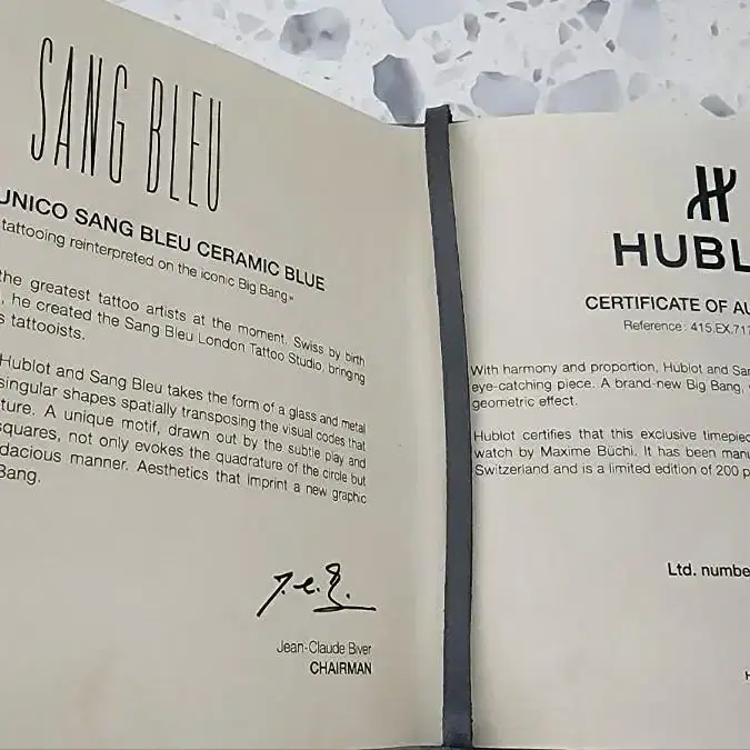 HUBLOT 상블루티타늄한정판(98/200)