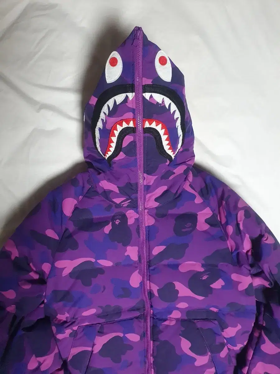 Vape Camo Shark Hooded Purple Padded Jacket Genuine