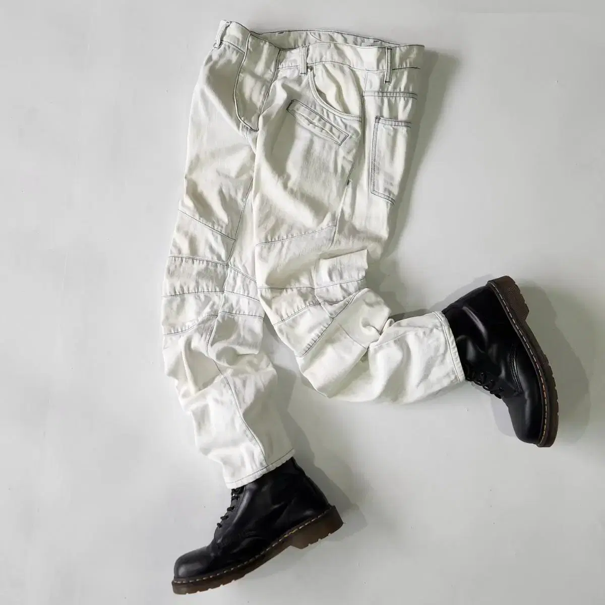 Pierre Balmain White Biker Jin Pants