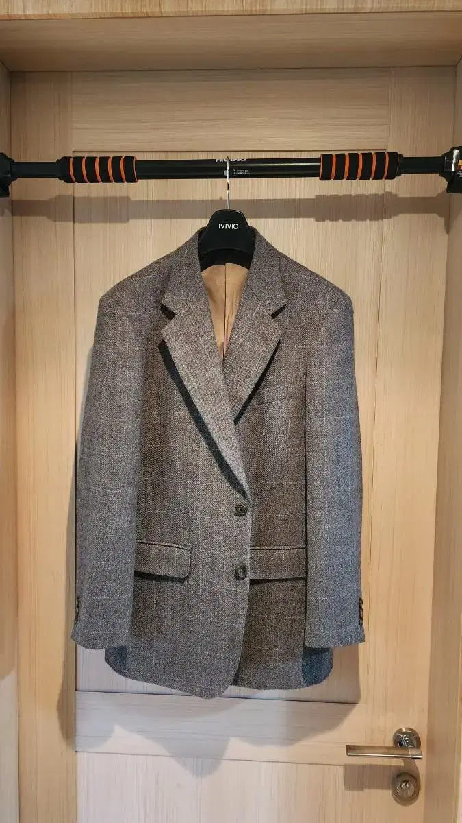 Gray checked wool + alpaca jacket M