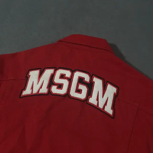 MSGM 백로고 자수 데님 자켓 38 레드