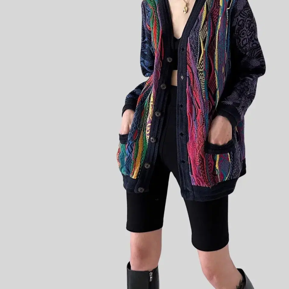 < (COOGI)cable cotton knit cardigan >