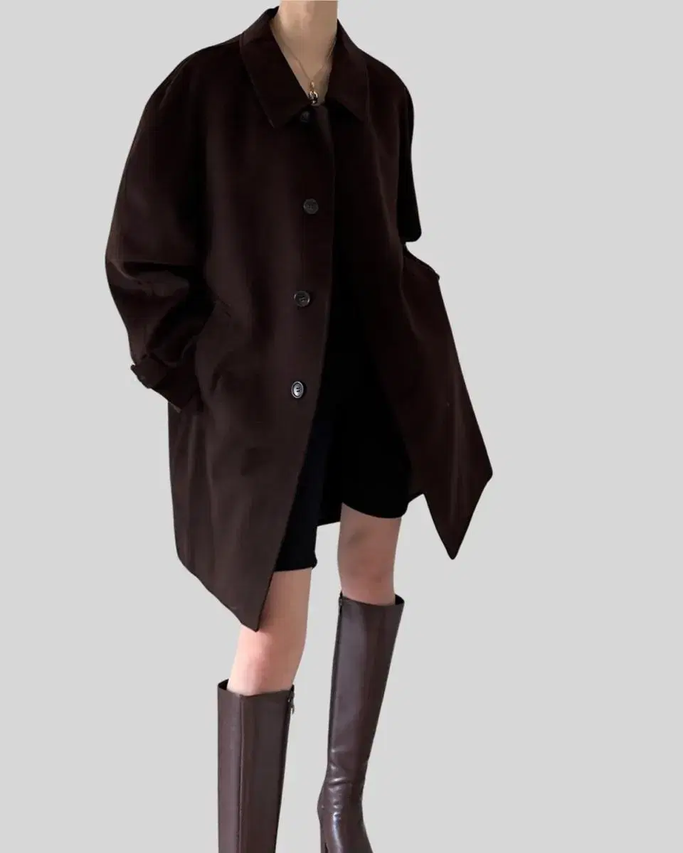 < (OTHER)deep brown cashmere single coat