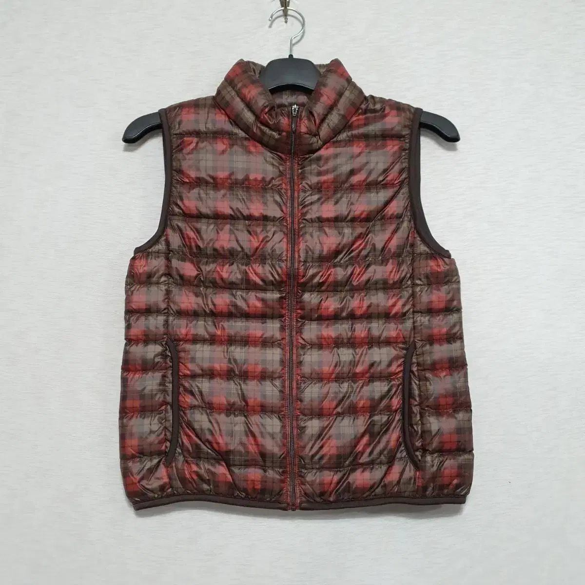 Uniqlo Duck check lightweight padded vest Women90ㅡ1125