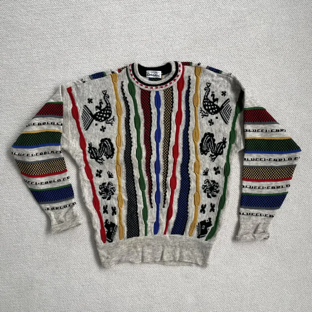 vintage carlo colucci crazy pattern sweater