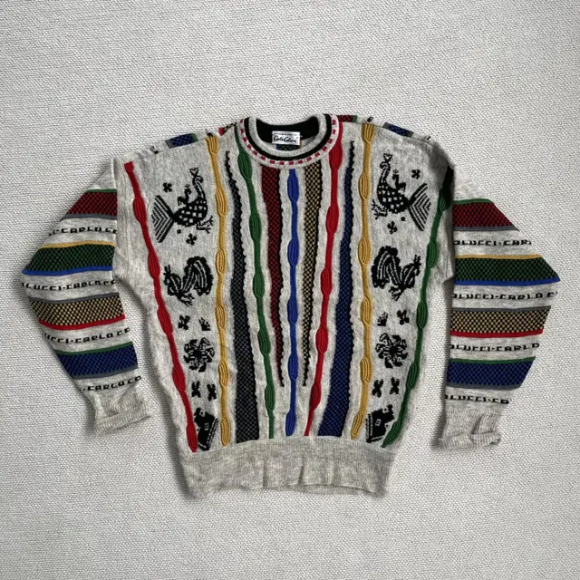 빈티지 carlo colucci 크레이지 패턴 sweater