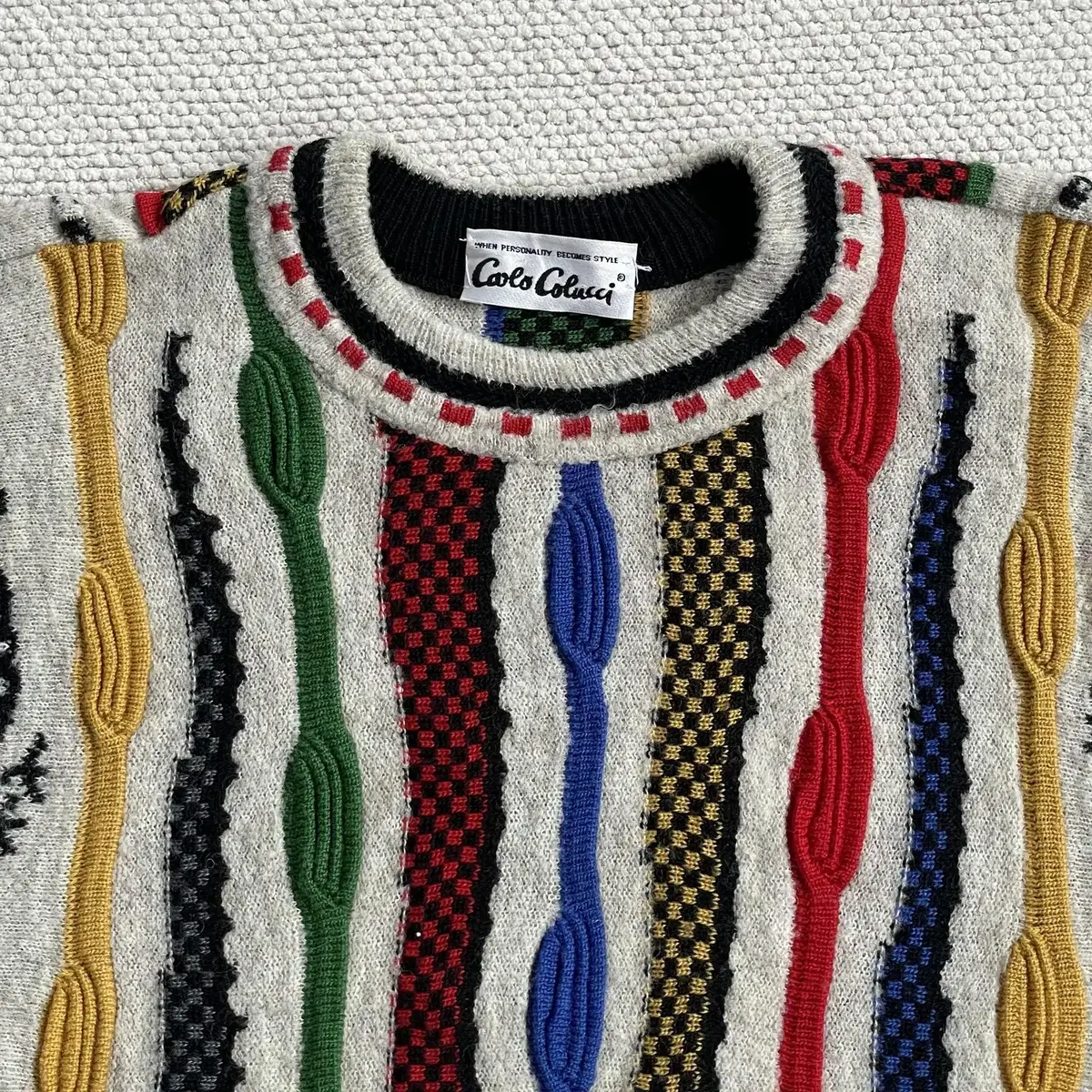 빈티지 carlo colucci 크레이지 패턴 sweater