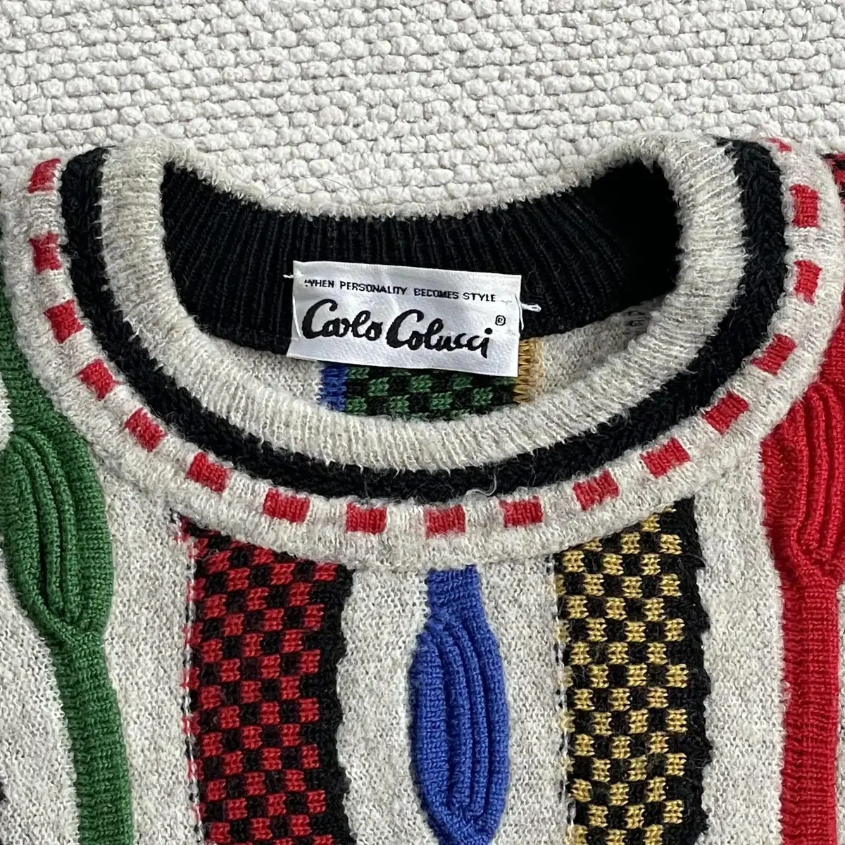 빈티지 carlo colucci 크레이지 패턴 sweater