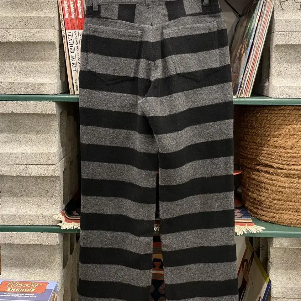 vintage stripe black grey prisoner pants