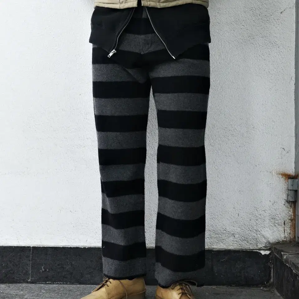 vintage stripe black grey prisoner pants